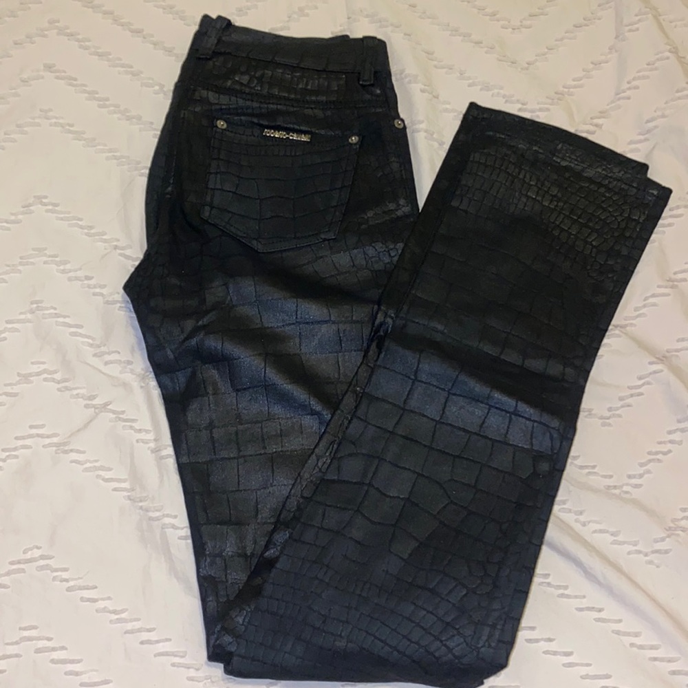 ROBERTO CAVALLI BLACK PRINT PANTS